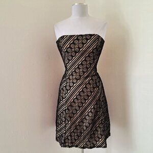 Shoshanna Mini Lining  Lace Strapless Dress black/cream Size 4